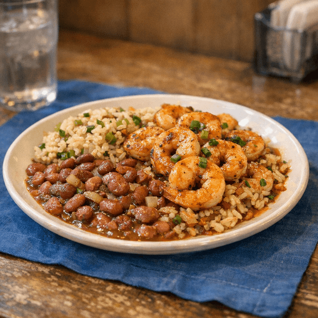 Beans and Rice W/ Shrimp