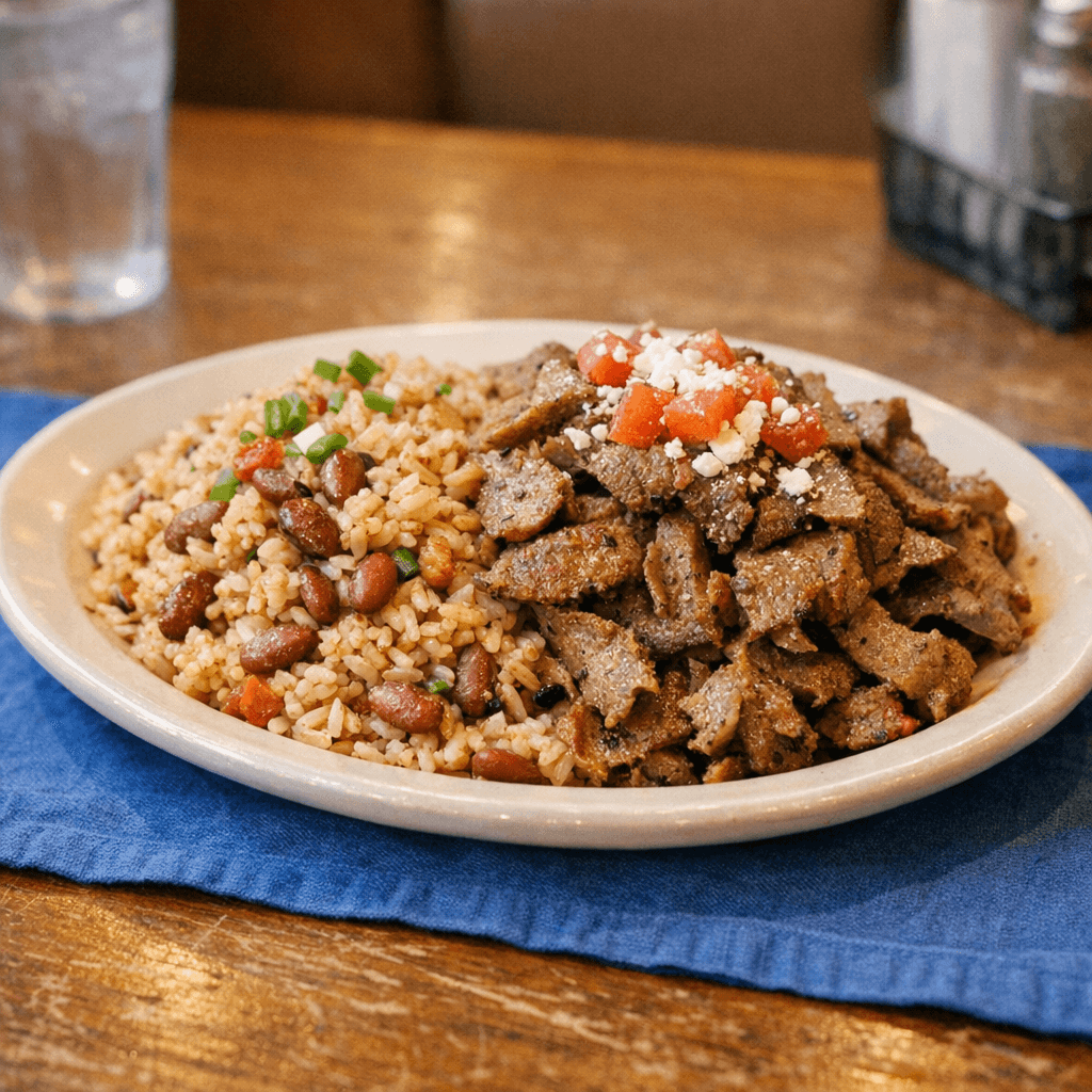 Beans and Rice W/Gyro Meat