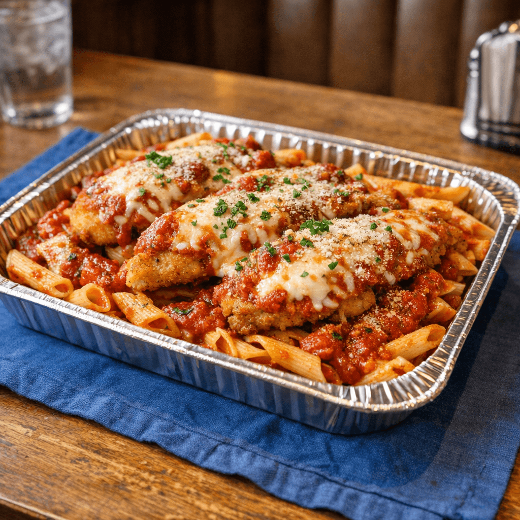 Chicken Marinara pasta tray