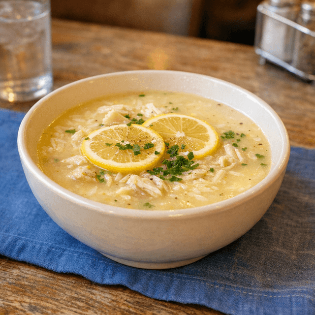 Large Greek chicken lemon soup