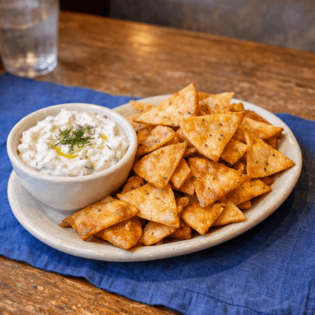 Sparta Dip (Fried Pita Chips & Tzatziki)
